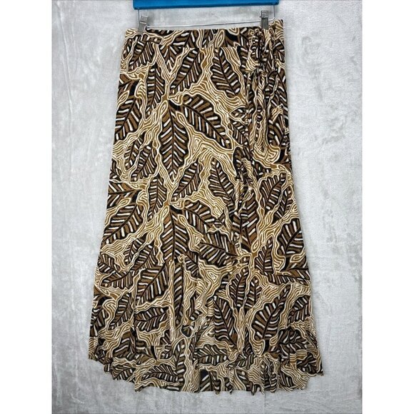 Jane + Delancey Women's Leaf Print Lightweight Faux Wrap Skirt Size Medium - Picture 1 of 8